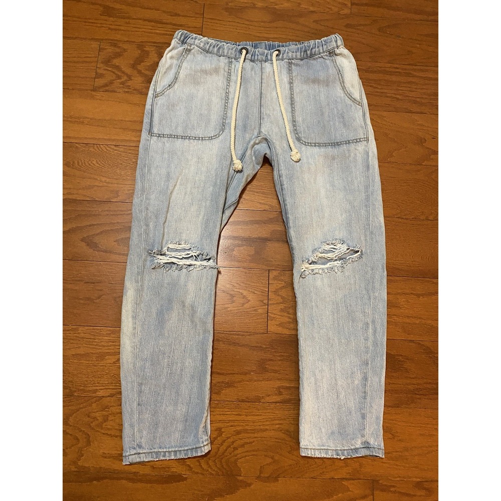 One Teaspoon Jeans Women Size Small Drawstring Waist Shabbies Distressed Blue